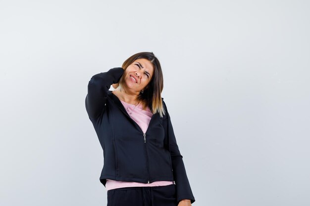 Expressive young lady posing in the studio