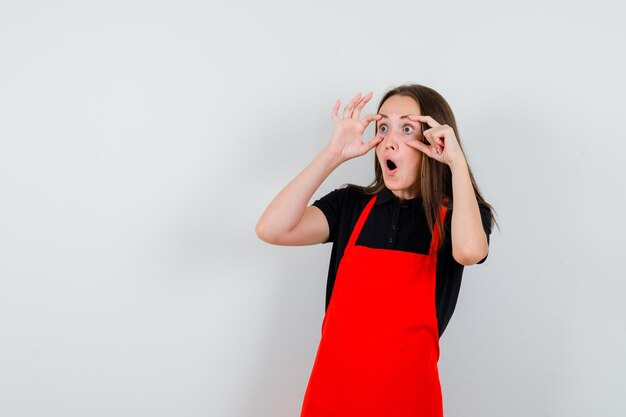 Expressive young lady posing in the studio