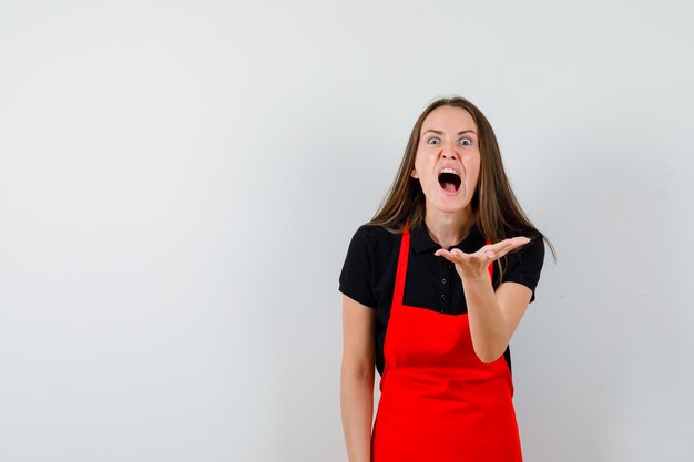 Expressive young lady posing in the studio