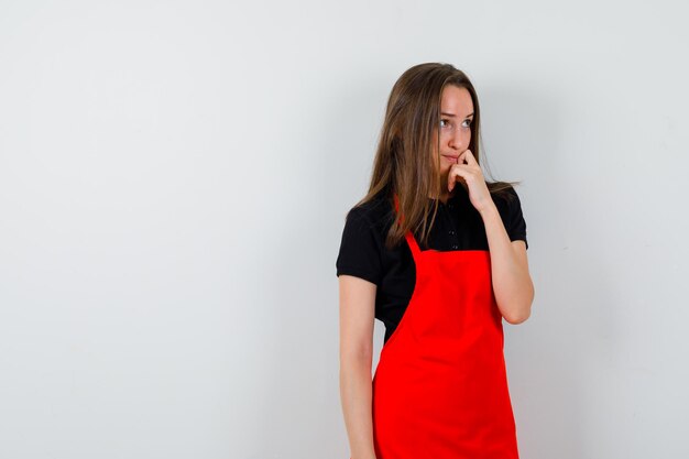 Expressive young lady posing in the studio