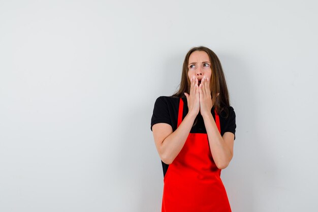 Expressive young lady posing in the studio