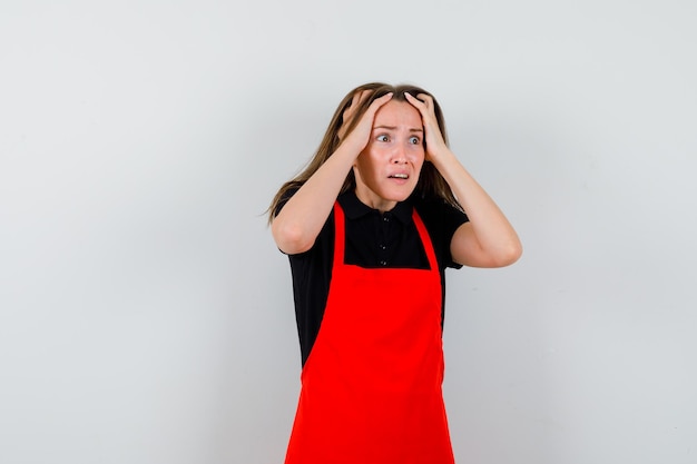 Expressive young lady posing in the studio