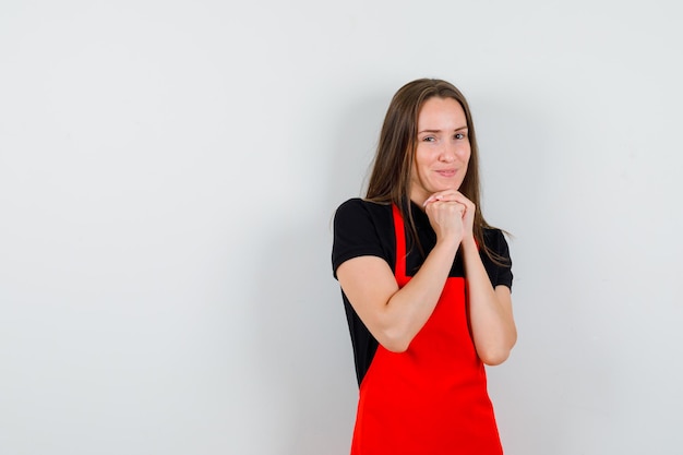 Expressive young lady posing in the studio