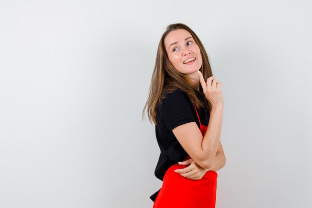 Expressive young lady posing in the studio