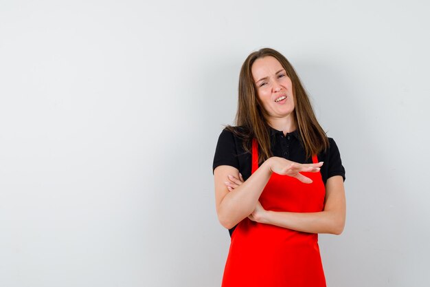 Expressive young lady posing in the studio