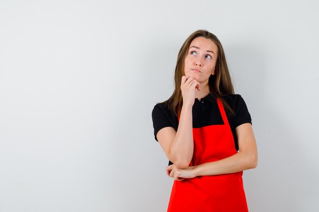 Expressive young lady posing in the studio