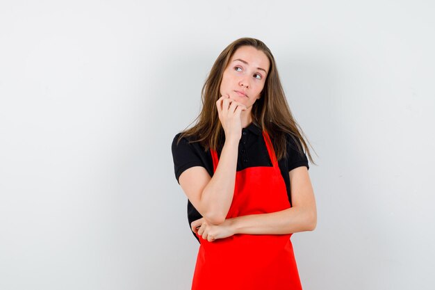 Expressive young lady posing in the studio