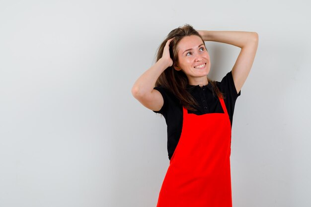 Expressive young lady posing in the studio