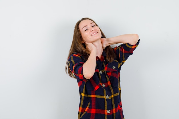 Expressive young lady posing in the studio