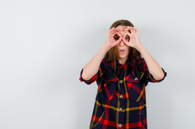 Expressive young lady posing in the studio