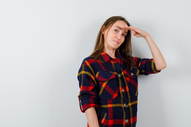 Expressive young lady posing in the studio