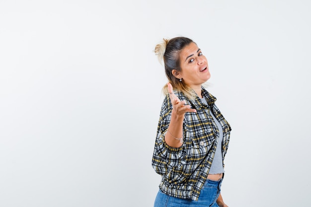 An expressive young lady posing