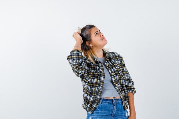 An expressive young lady posing