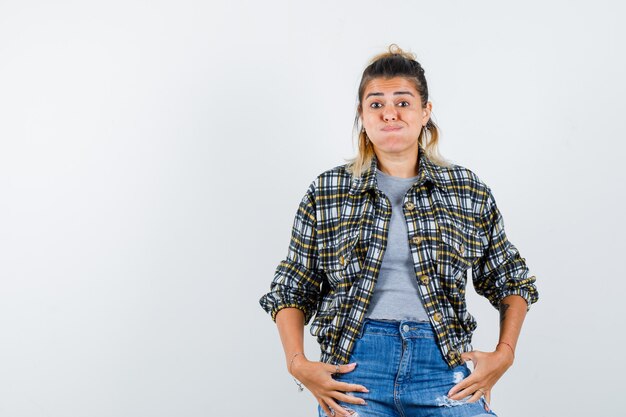 An expressive young lady posing