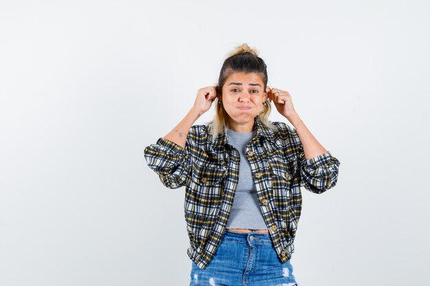 An expressive young lady posing