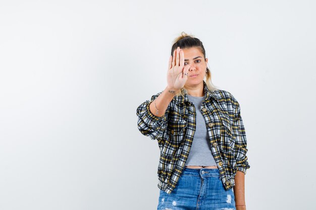 An expressive young lady posing