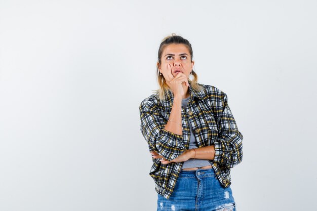 An expressive young lady posing