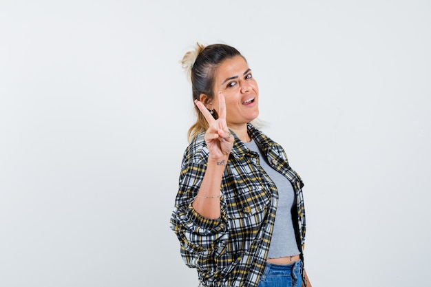 An expressive young lady posing