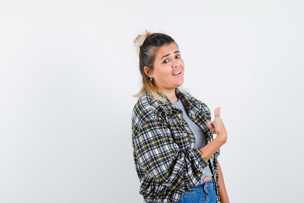 An expressive young lady posing