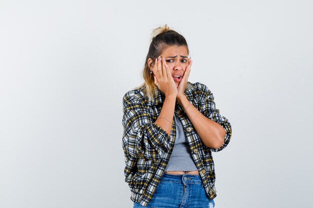 An expressive young lady posing