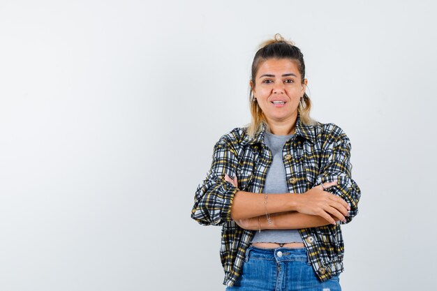 An expressive young lady posing