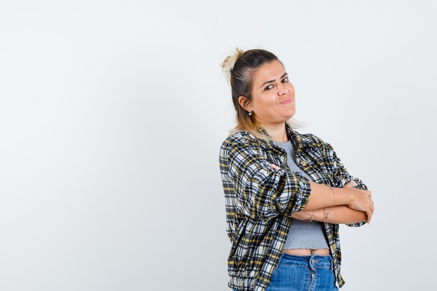 An expressive young lady posing