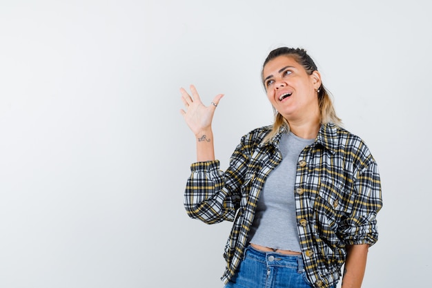 An expressive young lady posing