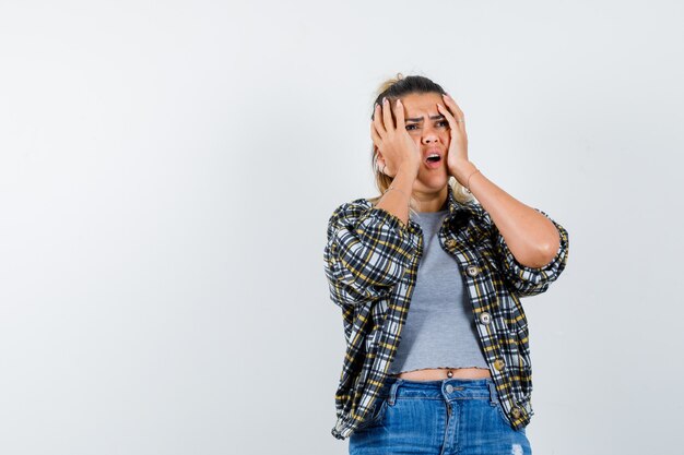 An expressive young lady posing