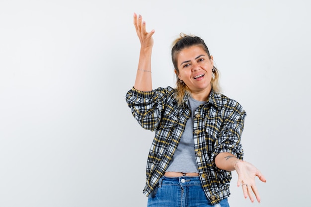 An expressive young lady posing