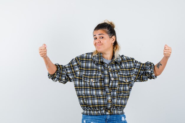 An expressive young lady posing