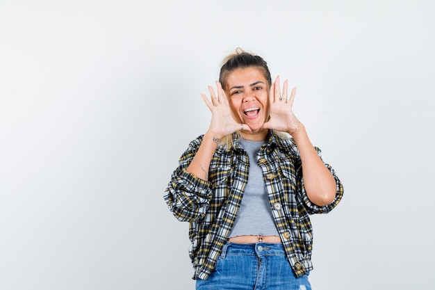 An expressive young lady posing