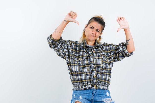 An expressive young lady posing