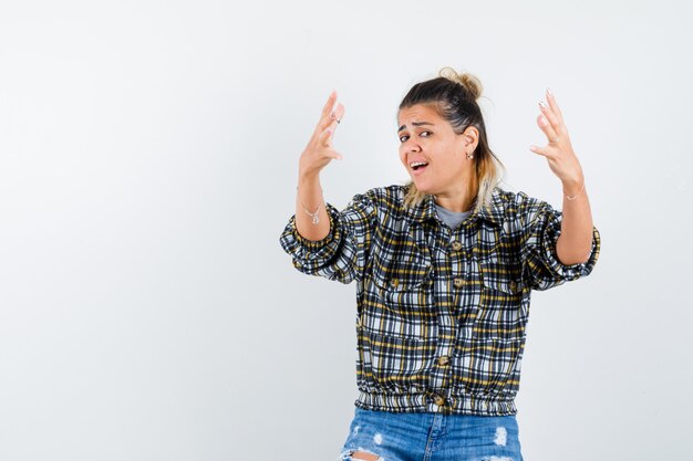 An expressive young lady posing