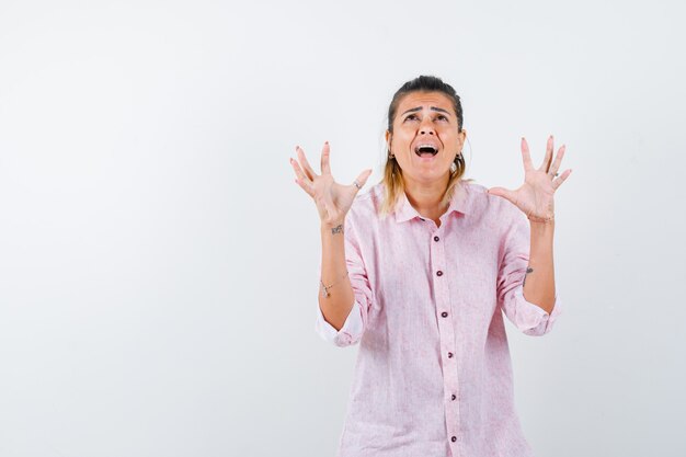 An expressive young lady posing