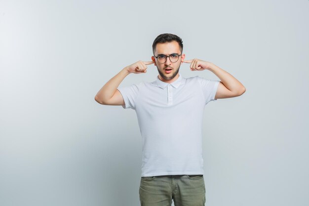 Expressive young male posing in the studio