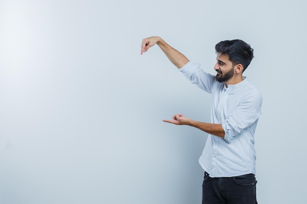 Expressive young male posing in the studio