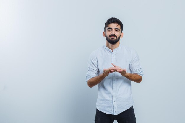 Expressive young male posing in the studio