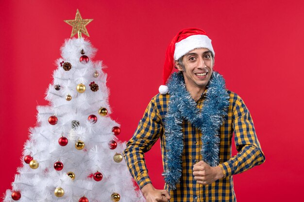 Expressive young man posing for Christmas