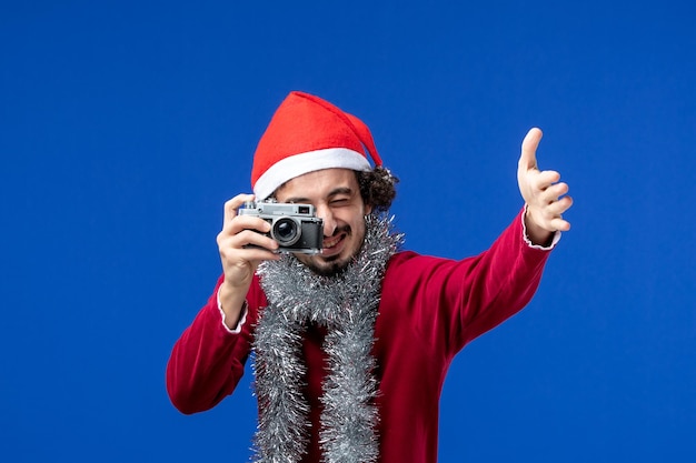 Expressive young man posing for christmas