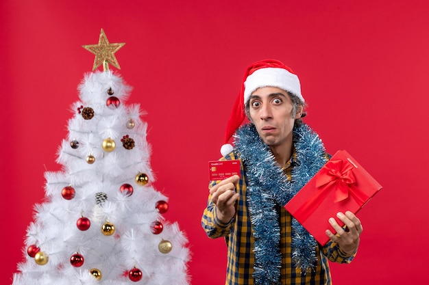 Expressive young man posing for christmas