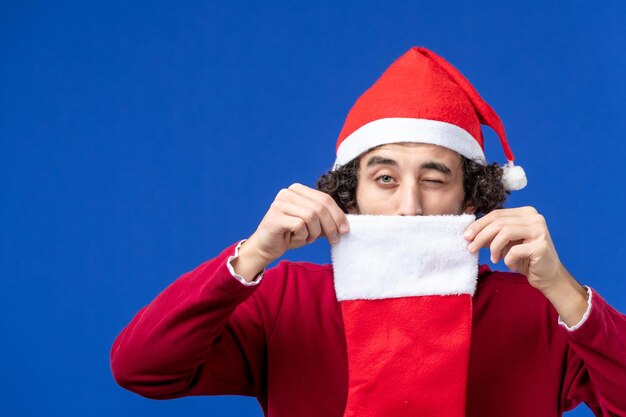 Expressive young man posing for Christmas