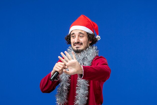 Expressive young man posing for Christmas