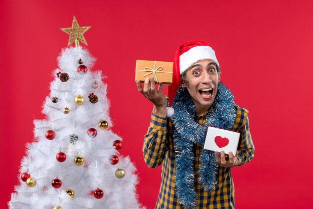 Expressive young man posing for Christmas