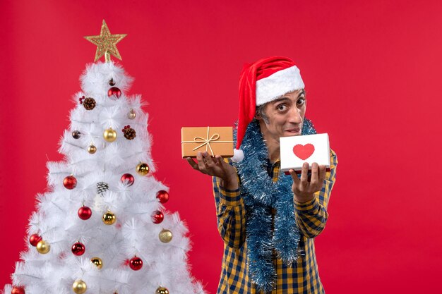 Expressive young man posing for Christmas