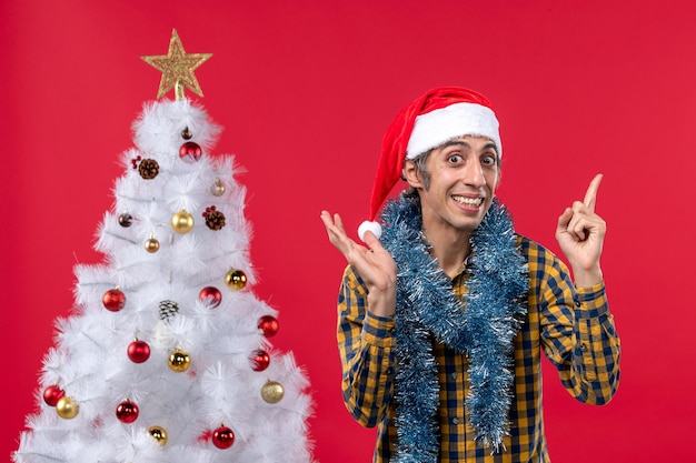 Expressive young man posing for Christmas