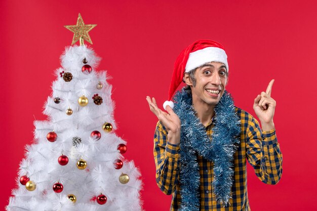 Expressive young man posing for Christmas