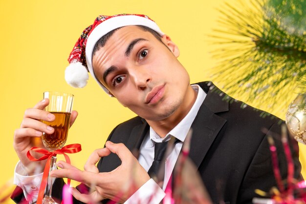 Expressive young man posing for Christmas