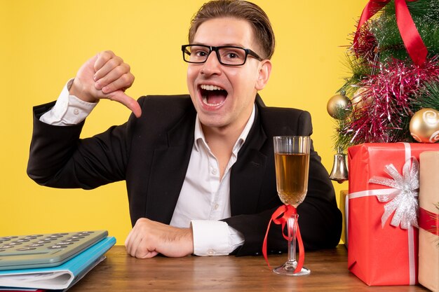 Expressive young man posing for Christmas