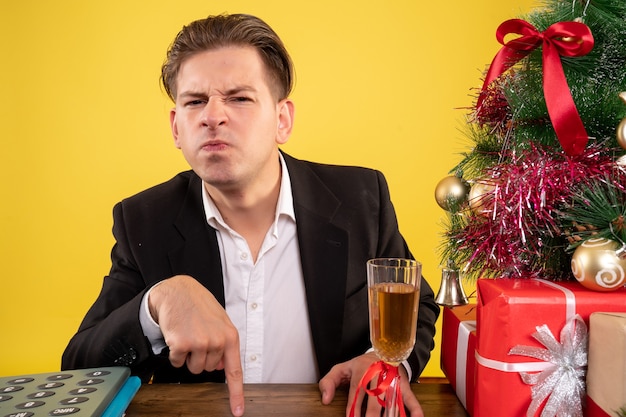 Expressive young man posing for Christmas