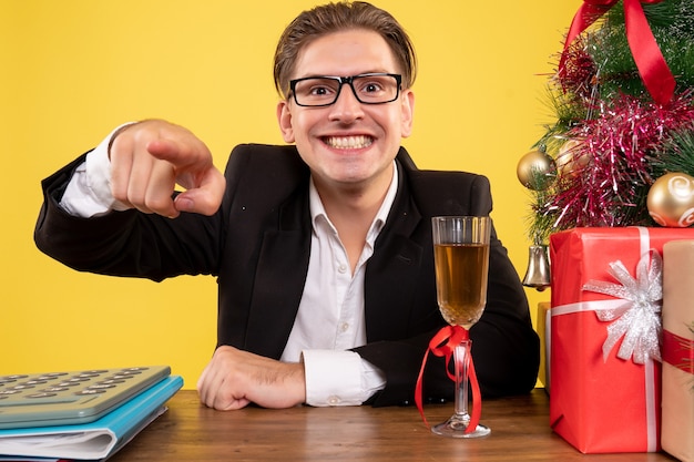 Expressive young man posing for Christmas